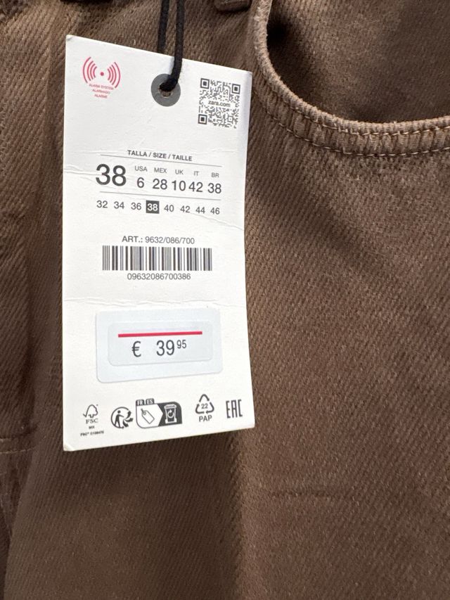 Pantalón Zara Marrón Talla 38