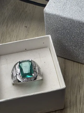 Anillo Plata Hombre Piedra Verde