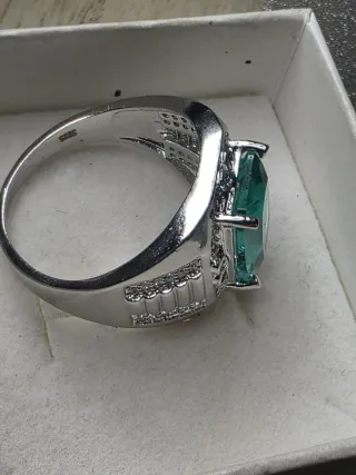 Anillo Plata Hombre Piedra Verde