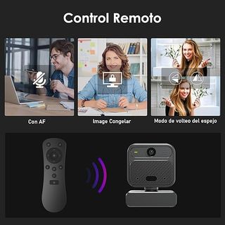 Webcam 4K UHD con micrófonos y control remoto