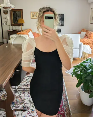 Zara Vestito Nero Maniche a Palloncino