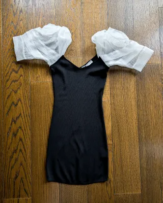 Zara Vestito Nero Maniche a Palloncino