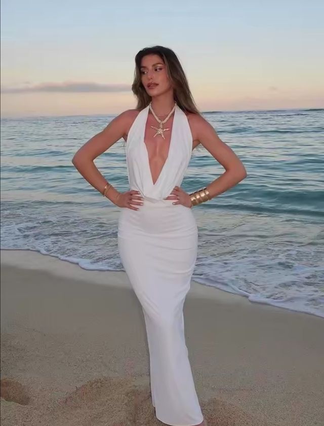 Vestido blanco maxi escote profundo