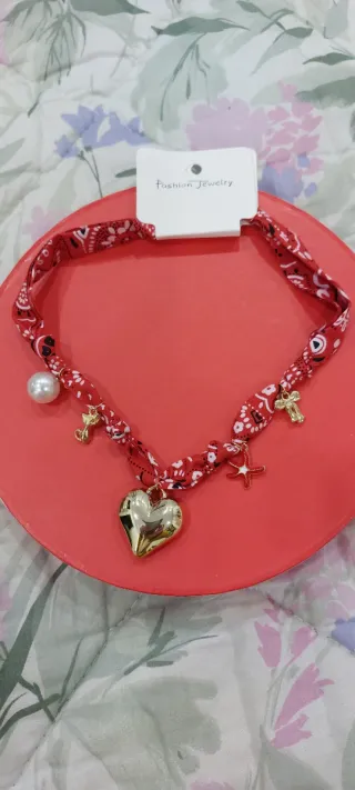 Collana donna con ciondoli cuore e perla