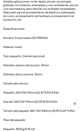 Prensa Manual taponadora o Punzonadora