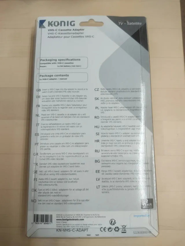 Adaptador conversor Konig VHS-C a VHS estándar