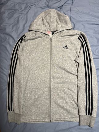 Sudadera Adidas Gris con Cremallera