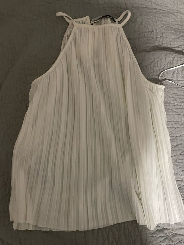 Top Halter Plisado Blanco Talla Única