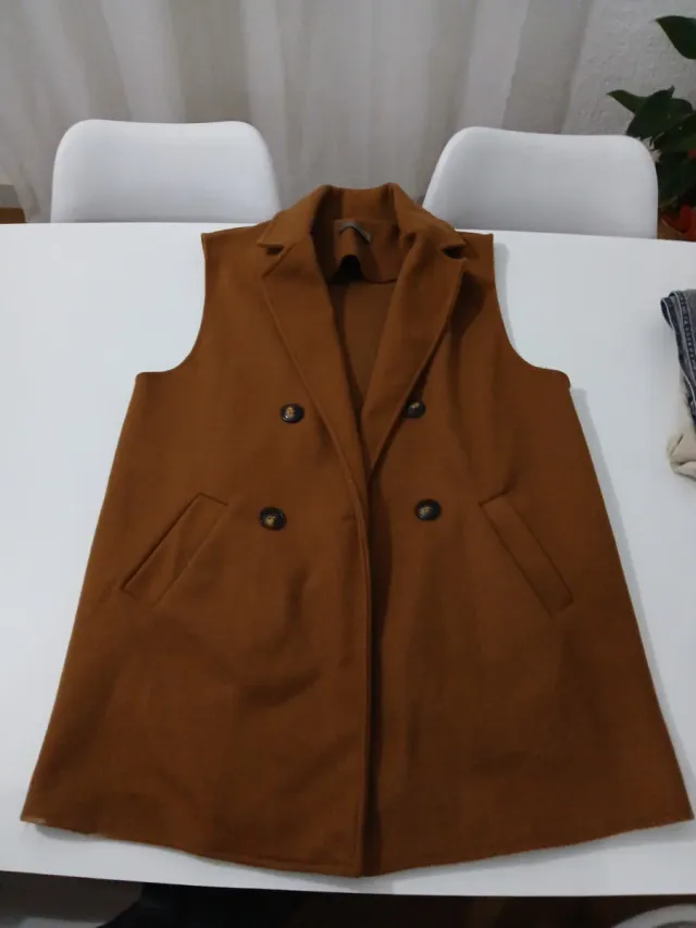 Chaleco de paño mujer marrón