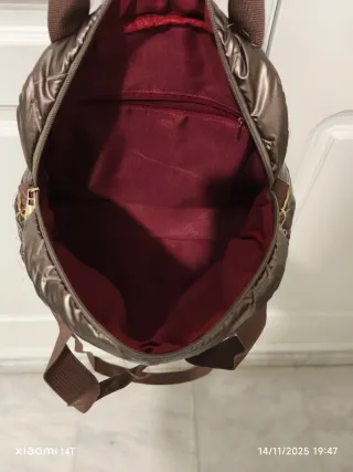 Bolso bandolera acolchado marrón y dorado