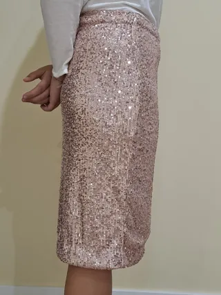 Falda lentejuelas rosa fiesta talla S