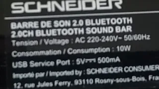 Barra de Sonido Schneider Bluetooth Negra