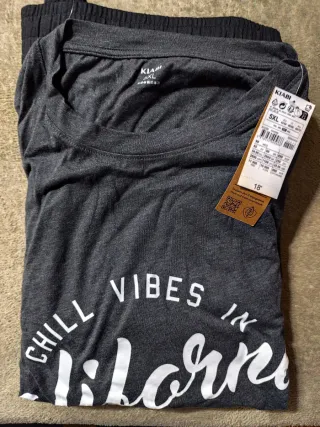Pijama Kiabi 5XL Gris Estampado Chill Vibes