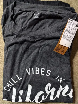 Pijama Kiabi 5XL Gris Estampado Chill Vibes