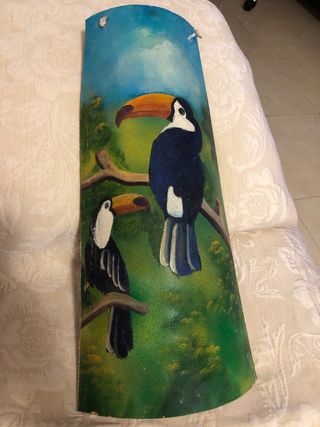 Teja de ceramica pintada a mano