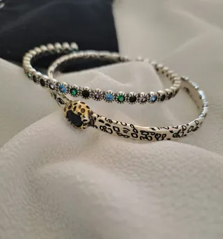 Pulseras plata vintage multicolor