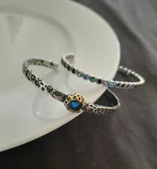 Pulseras plata vintage multicolor