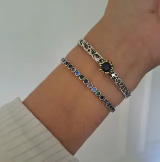 Pulseras plata vintage multicolor