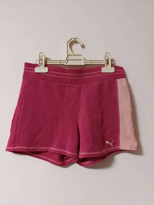 Pantalón corto deportivo algodón Puma rosa y beige