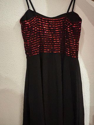 Vestido corto lentejuelas rojo y negro