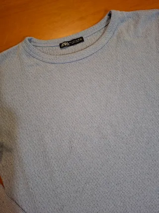 Jersey Zara Azul Talla L Tejido Fino Manga Larga