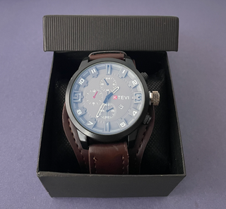 Reloj KTEVI Lujo Hombre Correa Marrón Negra