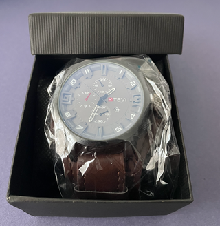 Reloj KTEVI Lujo Hombre Correa Marrón Negra