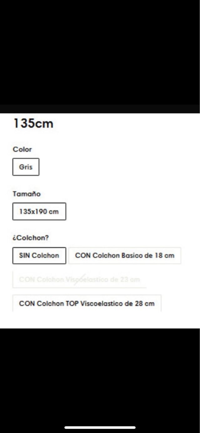 Cama tapizada terciopelo gris 135cm