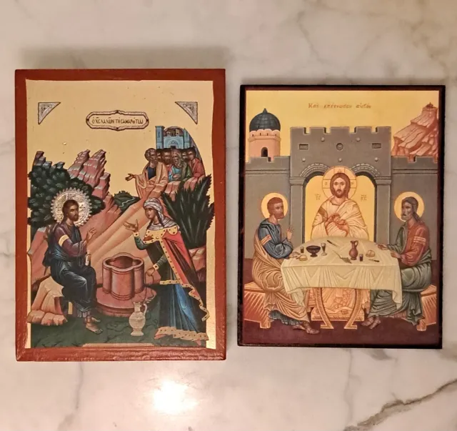 Lote 2 iconos bizantinos religiosos