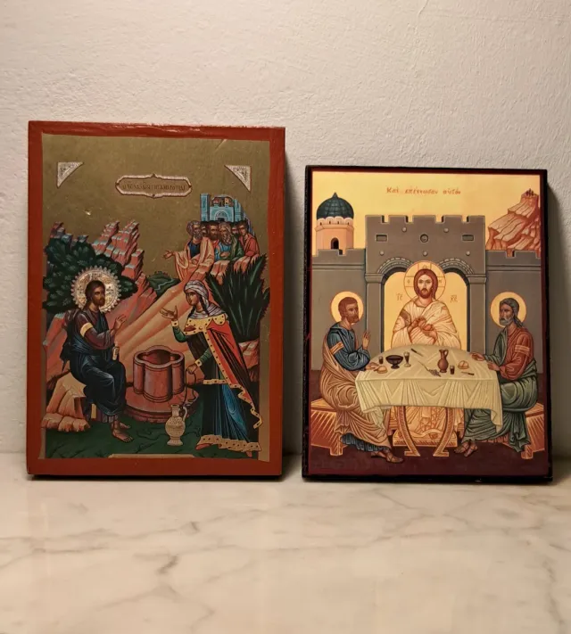 Lote 2 iconos bizantinos religiosos