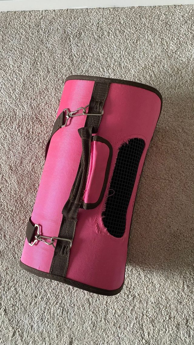 Transportín para gatos rosa y marrón