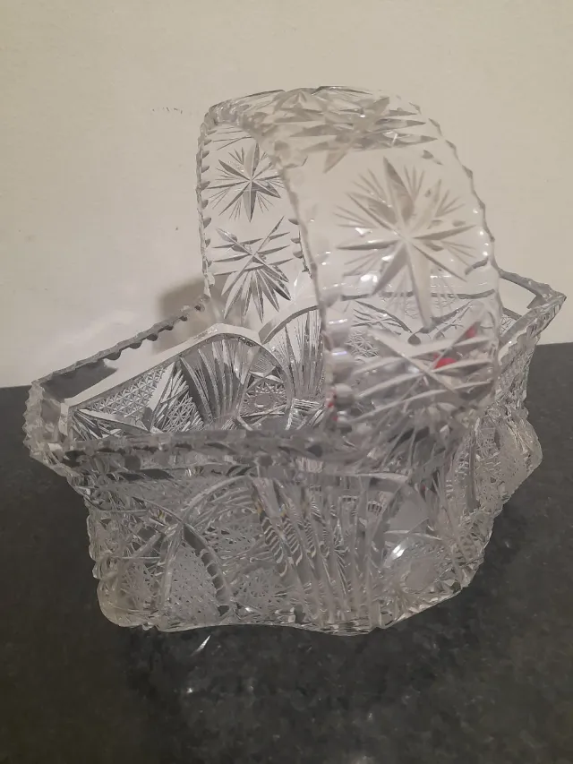 Cestino cristallo molato centrotavola anni '50