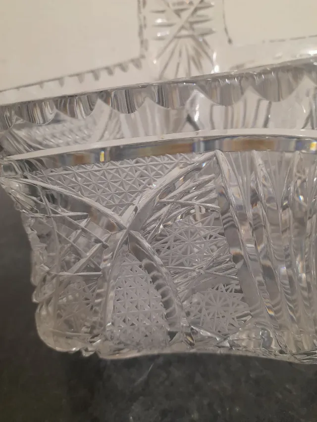 Cestino cristallo molato centrotavola anni '50