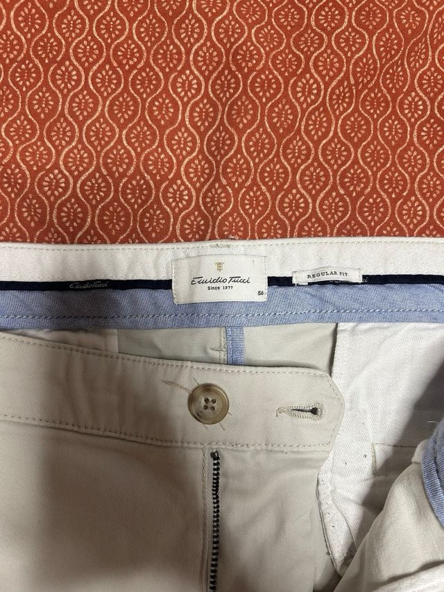 Pantalón Chino Recto Emidio Tucci Talla 56 Beige