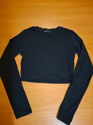 Top Zara Manga Larga Negro Talla M