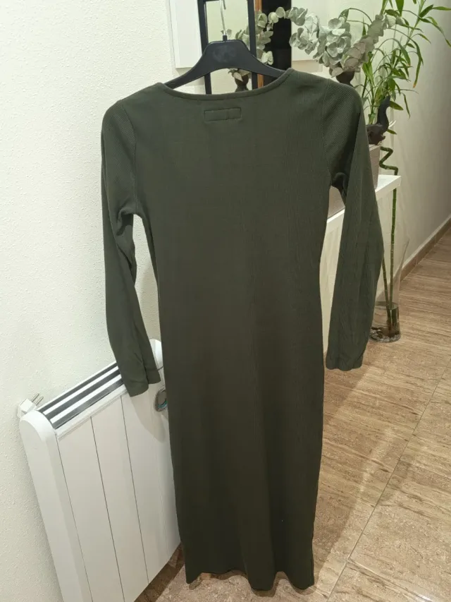 Vestido punto manga larga Lefties verde M