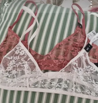 Pack 2 Sujetadores Encaje Etam morado y blanco XS