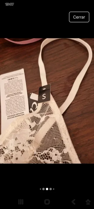 Pack 2 Sujetadores Encaje Etam morado y blanco XS