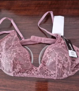 Pack 2 Sujetadores Encaje Etam morado y blanco XS