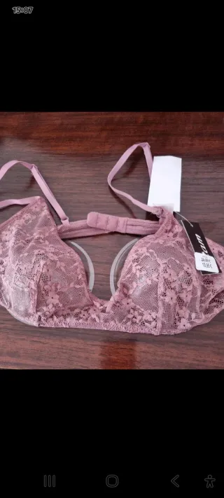 Pack 2 Sujetadores Encaje Etam morado y blanco XS