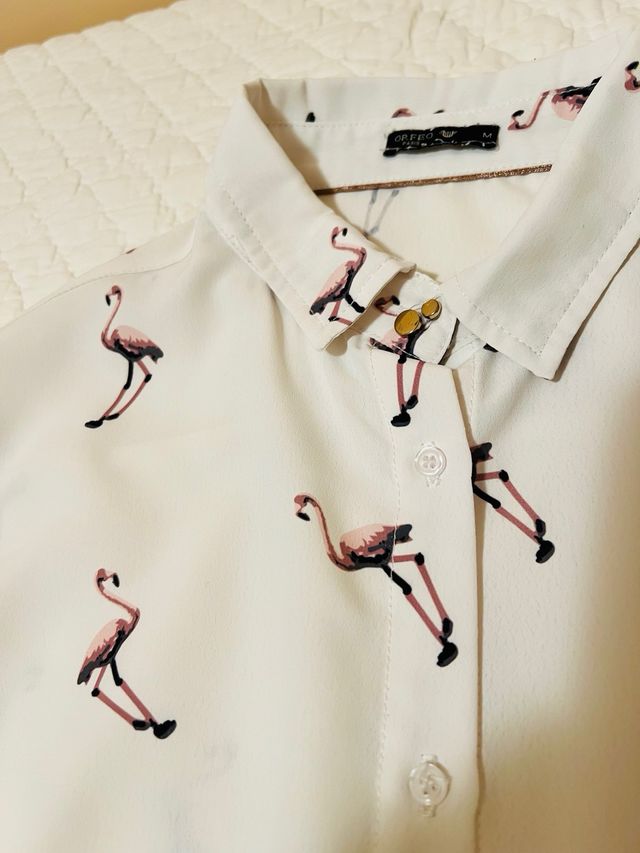 Camisa con estampado de flamencos Orfeo