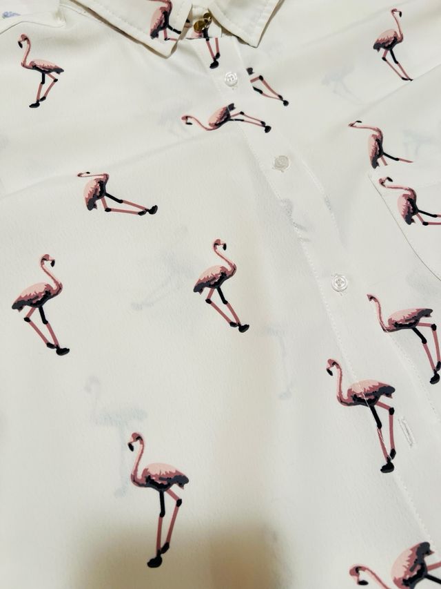 Camisa con estampado de flamencos Orfeo