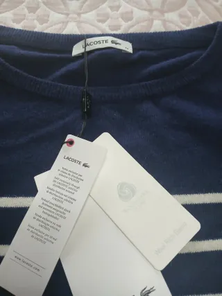 Jersey Lacoste Rayas Azul/Beige Talla M Nuevo