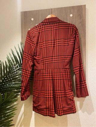 Vestido cuadros rojo y negro