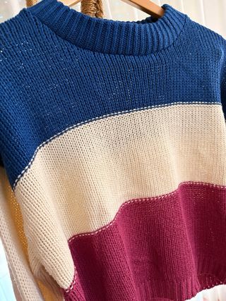 Jersey de rayas azul, beige y morado talla M-L