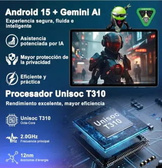 Tablet PC 10.1". Android 15. 30GB RAM + 64Gb ROM