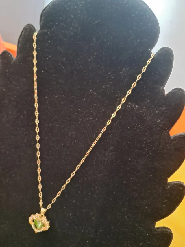 Collar Corazón Verde Baño Oro