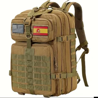 Mochila Táctica 45L Caqui con Banderas