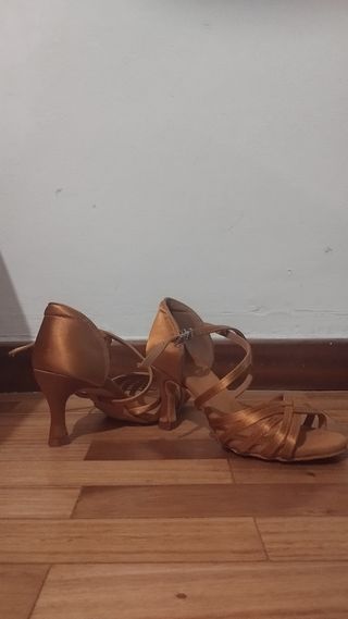 Zapatos baile latino mujer Tall34 bronce tacón 7.5