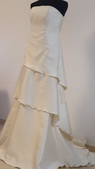 Vestido Novia Nuevo Blanco/Beige. Liquidación.
